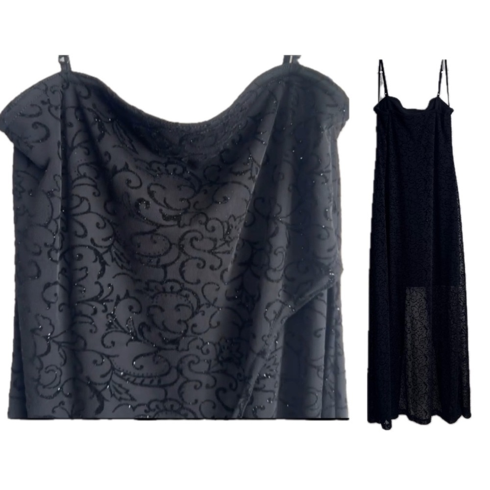 Vintage Y2K Black Evening Gown with Slit – Next Up – Size Small